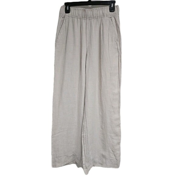 Tahari Pants - Tahari 100% Linen Wide Leg Pants Trouser Pockets Oatmeal Gray Women’s Size S